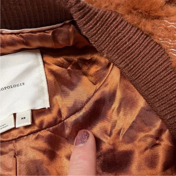 Anthropologie Plaid Teddy Fuzzy Bomber Jacket Size XS - Picture 14 of 14